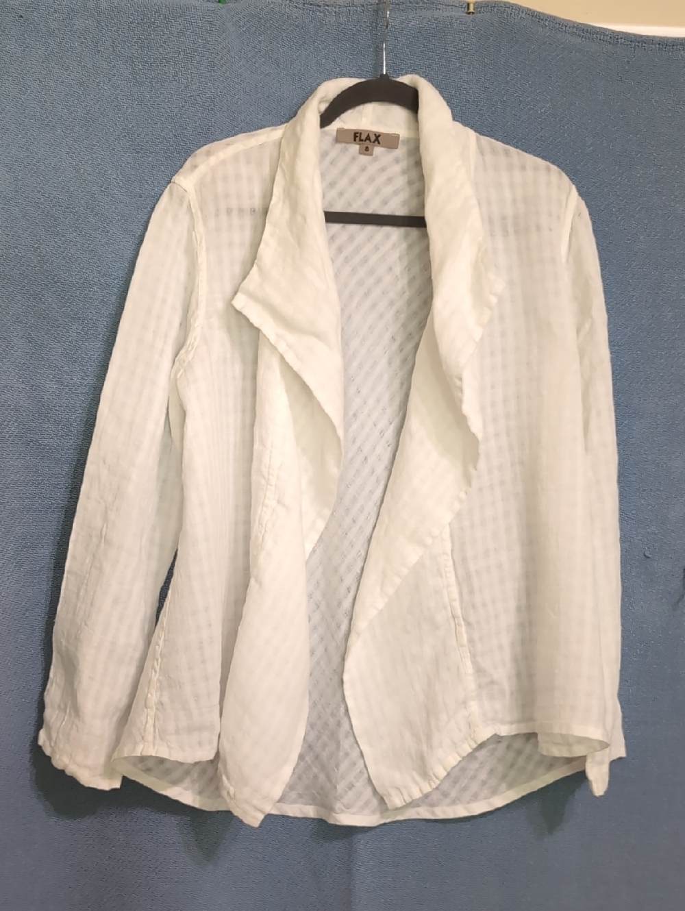 Flax White Open Drape Linen Jacket